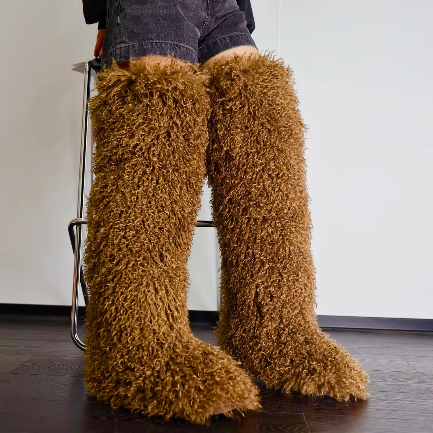 Shaggy Sherpa Thigh High Boots – Puffé Winter Drop