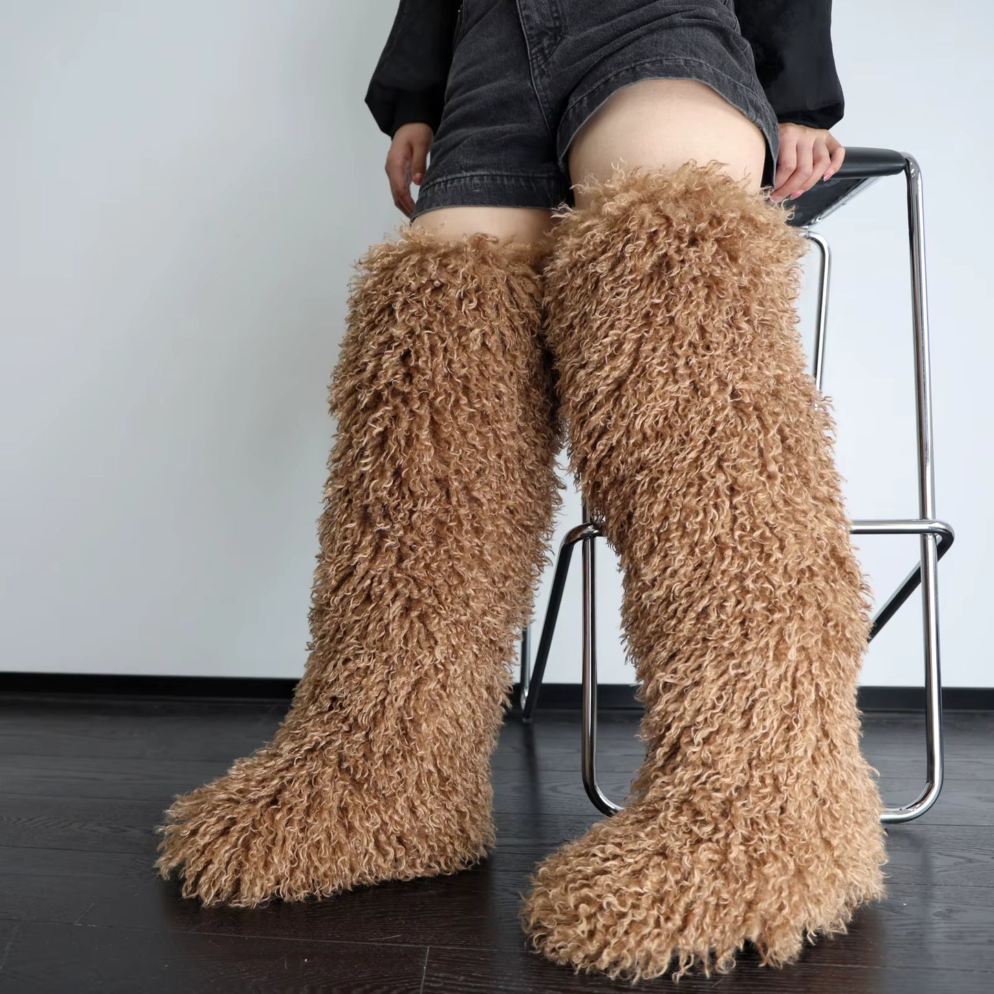 Shaggy Sherpa Thigh High Boots – Puffé Winter Drop